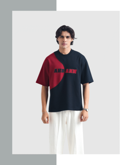 Dark Red with Black Contrast drop shoulder